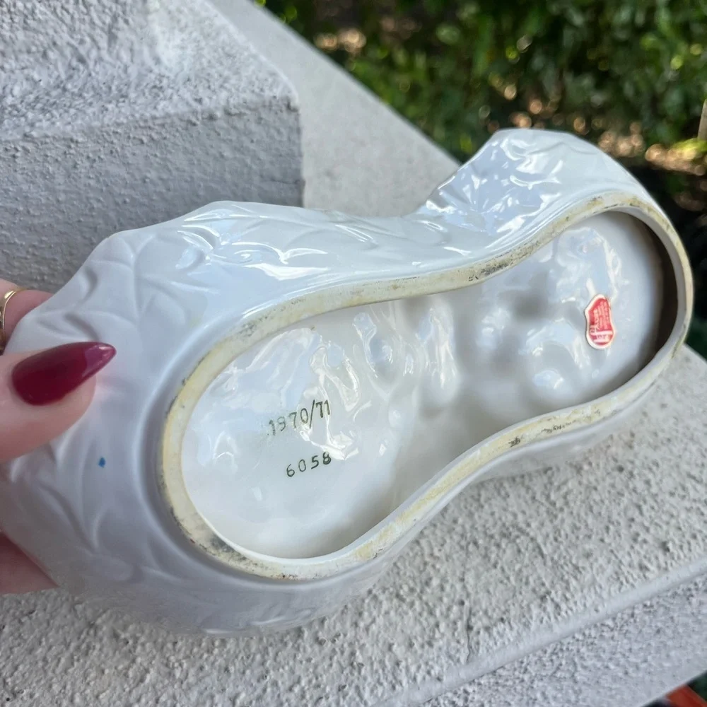 Vintage Lefton Japan White Ceramic Sectional Candy/Nut Dish w/Holly and Berries